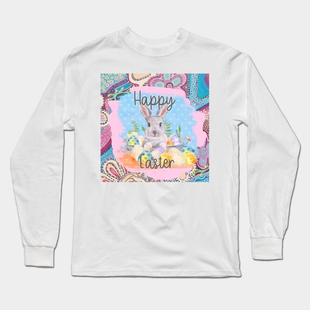 Easter Rabbit and Easter Eggs Long Sleeve T-Shirt by traceyart
